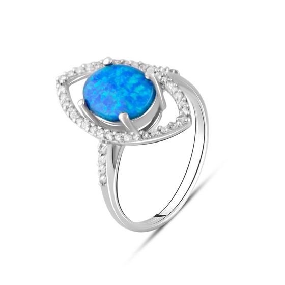 Silver ring with opal