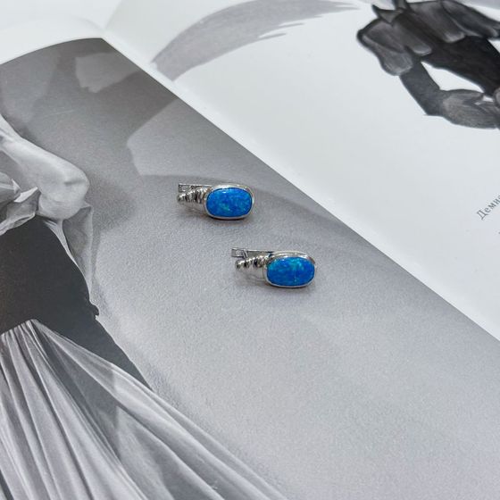 Срібні сережки з опалом 2.875ct