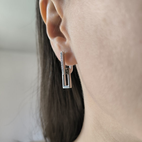 Silver earrings with cubic zirconia