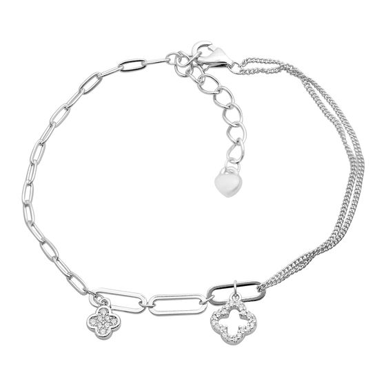 Silver bracelet with cubic zirconia