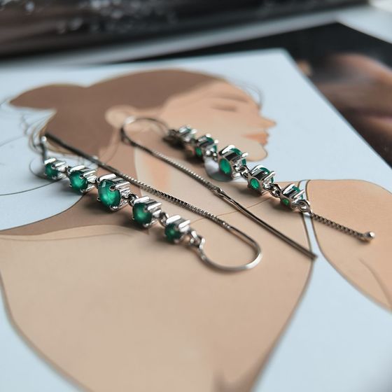 Срібні сережки з агатом 2.298ct