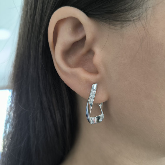 Срібні сережки з фіанітами