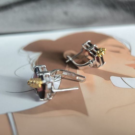 Срібні сережки з гранатом 8.27ct