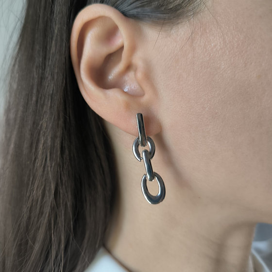 Silver earrings without stones