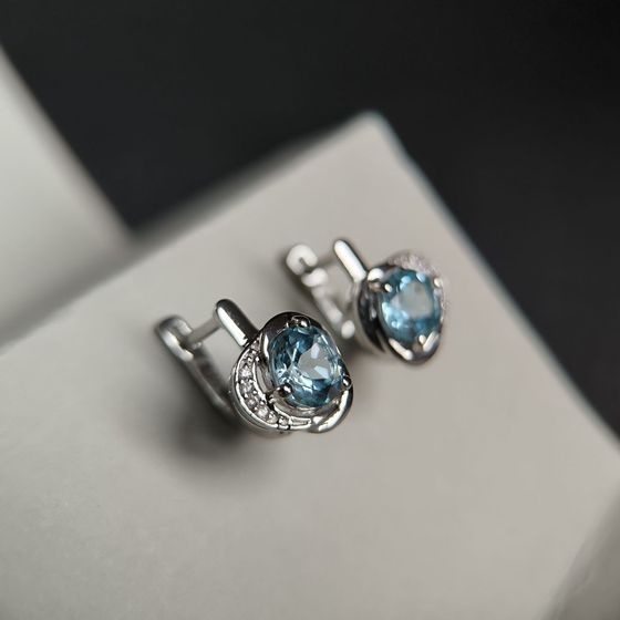 Срібні сережки з топазом 3,147 карата