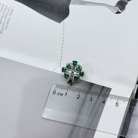 Silver ring with a 1.863-carat nano emerald