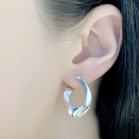 Silver earrings without stones