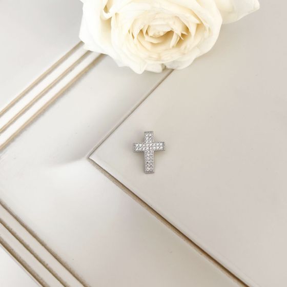 Срібний хрестик з фіанітами