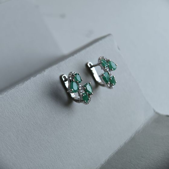 Срібні сережки зі смарагдом 2.622ct
