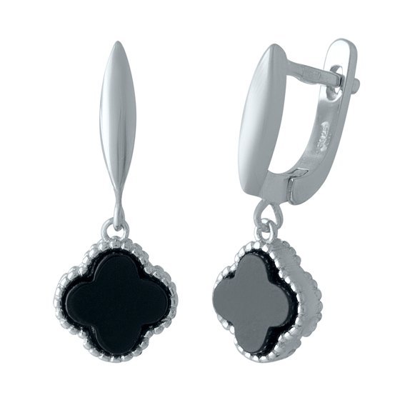 Срібні сережки з оніксом