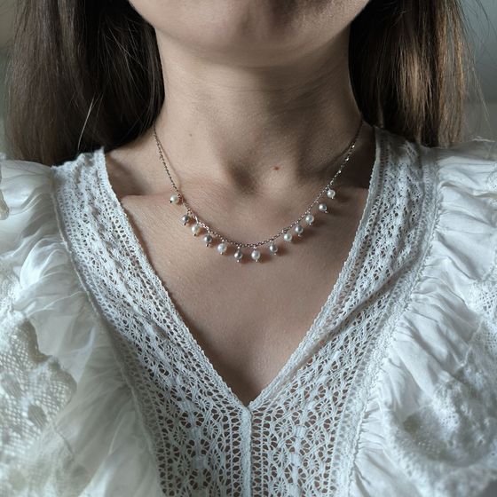 Серебряное колье с жемчугом