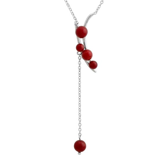 Silver necklace with coral