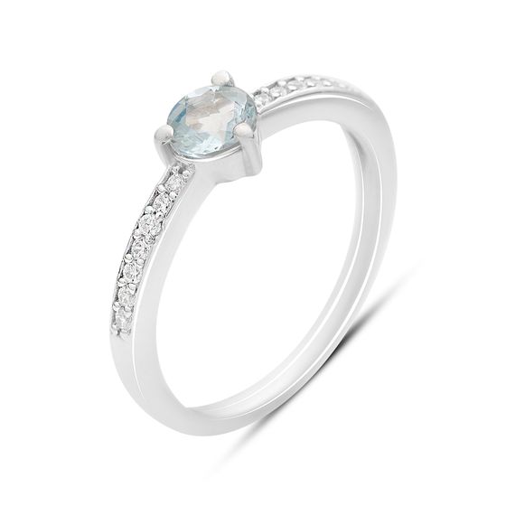 Срібна каблучка з топазом 0.749ct, фіанітами