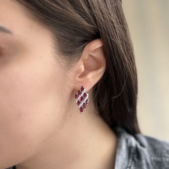 Срібні сережки з рубіном 7.101ct