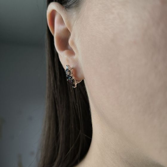 Серебряные серьги с раухтопазом (дымчатым кварцем) 2.841ct, фианитами