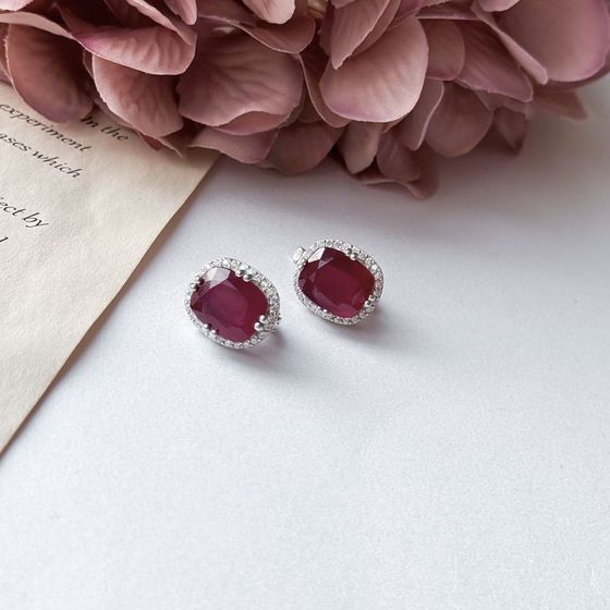 Серебряные серьги с рубином 15.848ct
