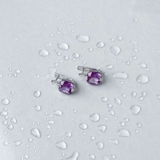Silver earrings with alexandrite, 7.563 ct
