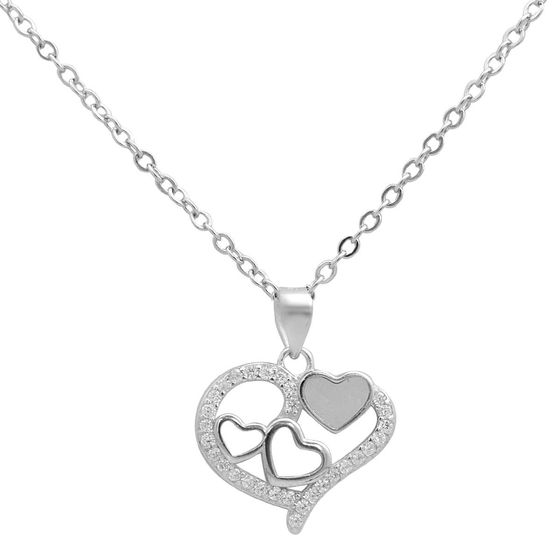 Срібне кольє з фіанітами, перламутром