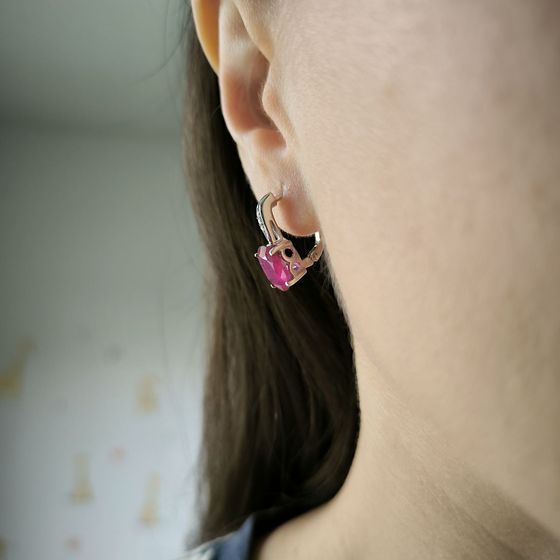 Серебряные серьги с рубином 7.007ct