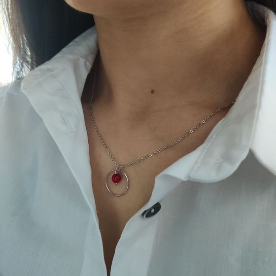 Silver necklace with coral