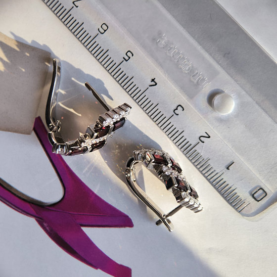 Срібні сережки з гранатом 6,25 карата