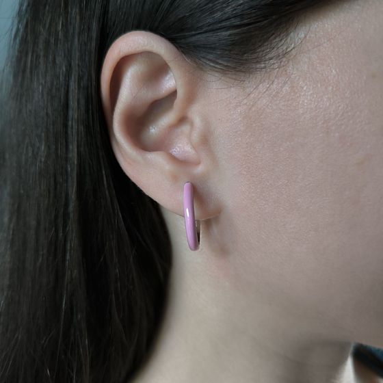 Срібні сережки з фіанітами, емаллю