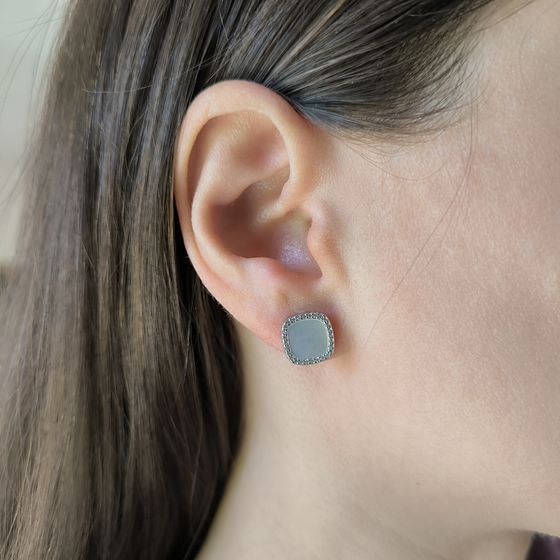 Срібні сережки з перламутром