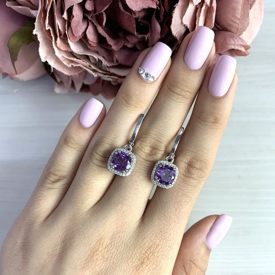 Серебряные серьги с александритом 5.55ct