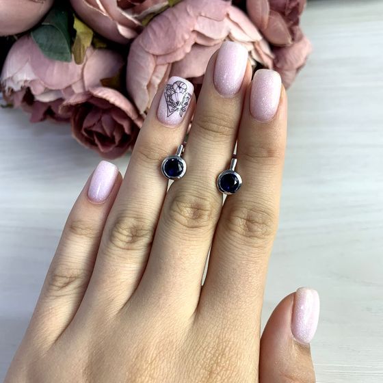 Серебряные серьги с сапфиром nano 1.258ct