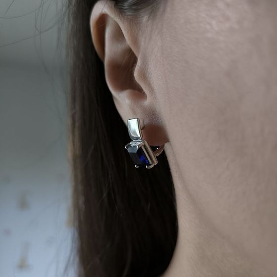 Срібні сережки із сапфіром nano 3.95ct