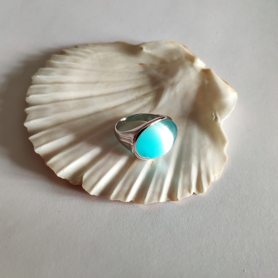 Срібна каблучка з котячим оком 16.65ct