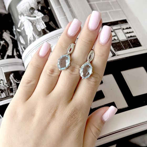 Серебряные серьги с топазом 12.97ct