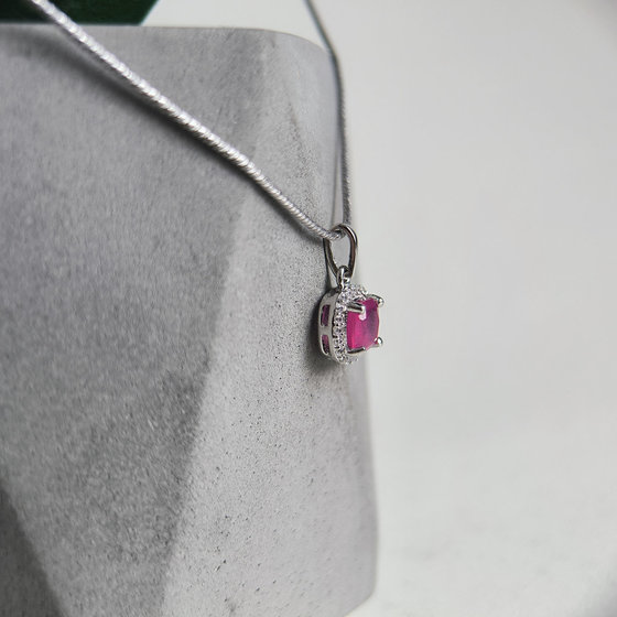 Silver pendant with 1.47ct ruby and cubic zirconia