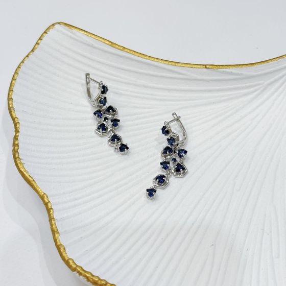 Silver earrings with sapphire nano 3.155ct