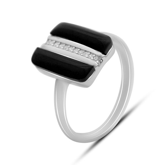 Silver ring with onyx