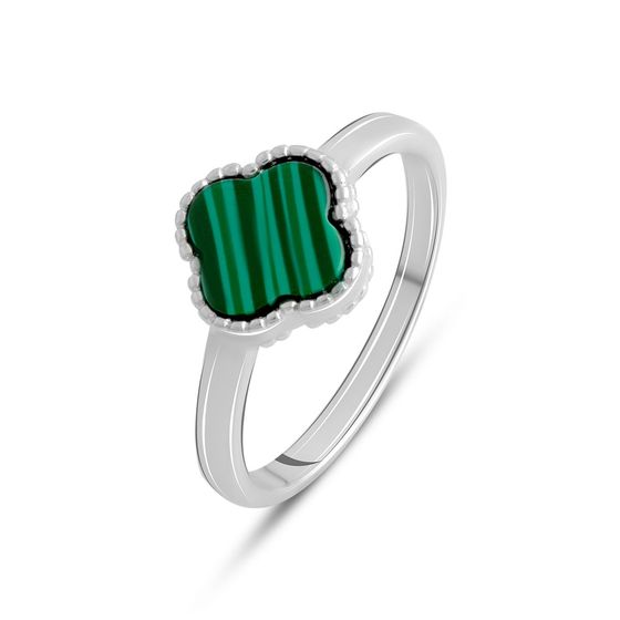 Silver ring with malachite