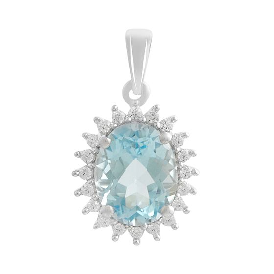 Срібна підвіска з топазом 3.265ct, фіанітами