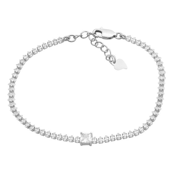 Silver bracelet with cubic zirconia