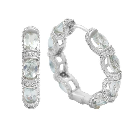 Срібні сережки з топазом 11.8ct, фіанітами