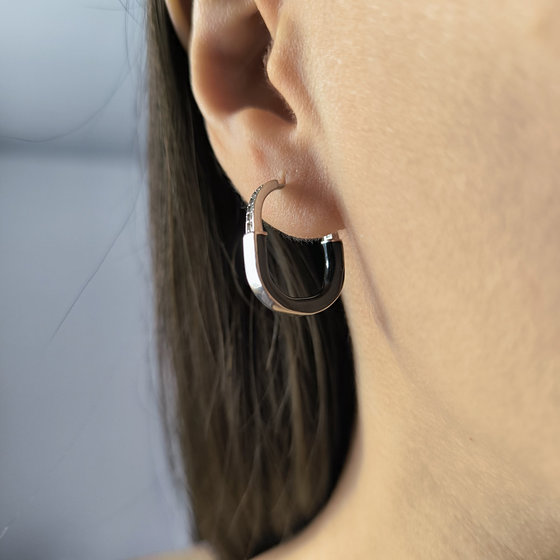 Silver earrings with enamel and cubic zirconia