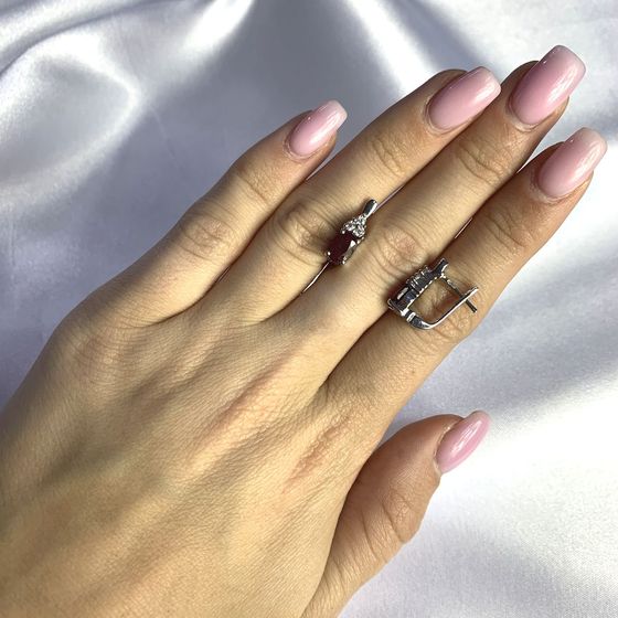 Срібні сережки з рубіном 2,36 карата