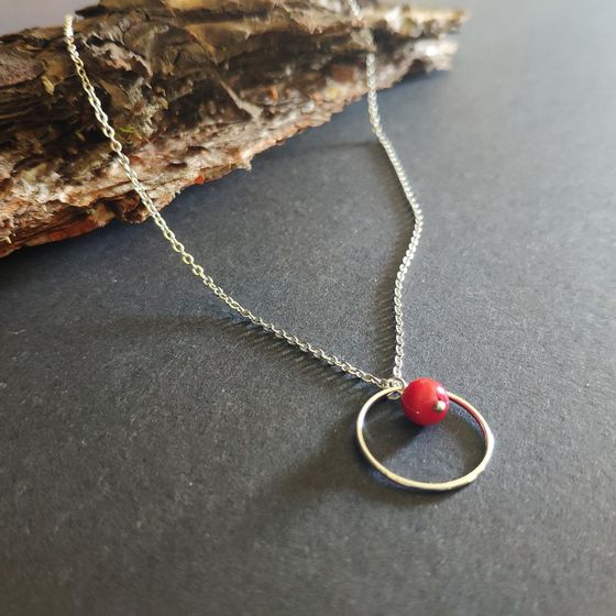 Silver necklace with coral