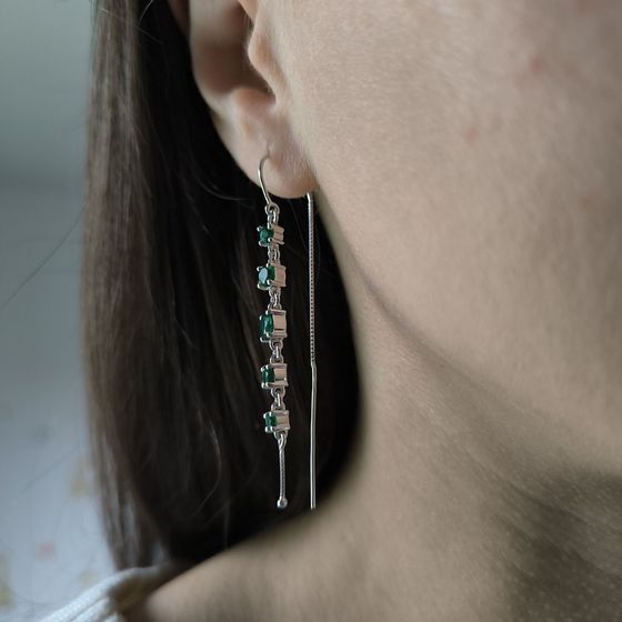 Срібні сережки зі смарагдом nano 1.871ct