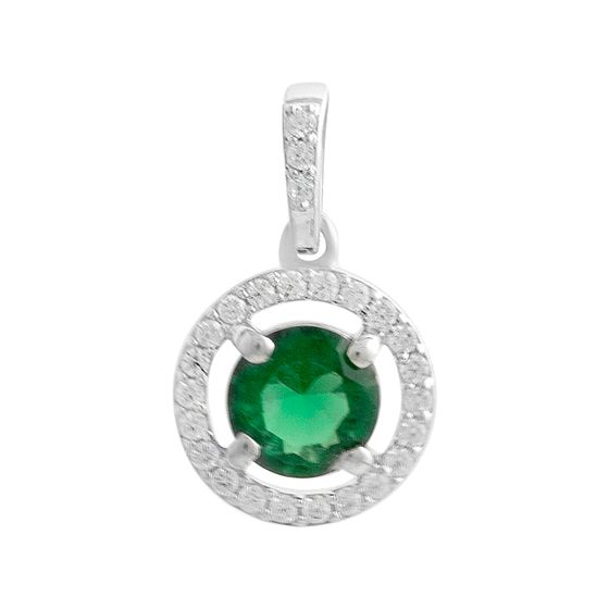 Silver pendant with 0.9ct nano emerald