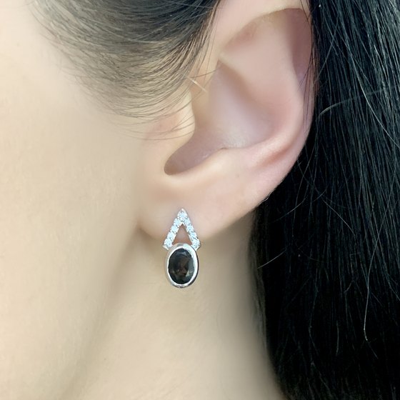 Серебряные серьги с раухтопазом (димчатим кварцем)