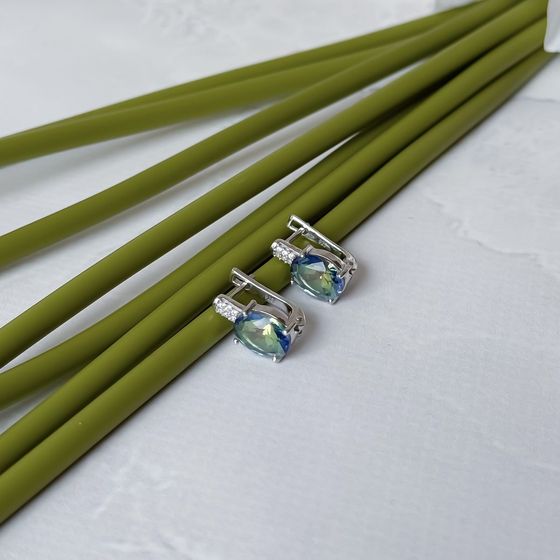 Срібні сережки з містичним топазом 3,817 карата