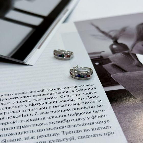 Серебряные серьги с фианитами