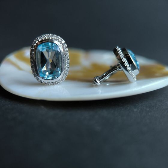 Серебряные серьги с топазом 10.17ct