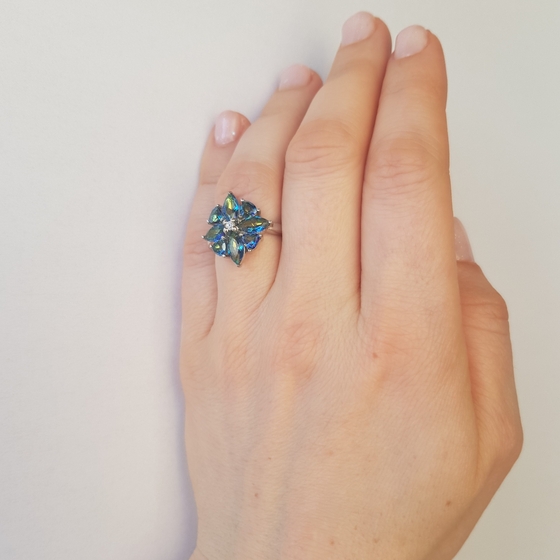 Серебряное кольцо с мистик топазом 3.6ct