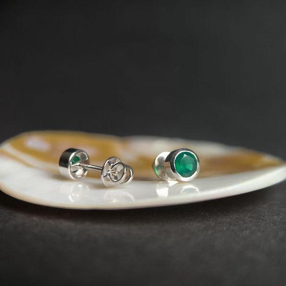 Срібні сережки з агатом 0.917ct